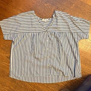 Excellent condition Madewell Rhyme Button-Front Striped Short Sleeve Top sz S